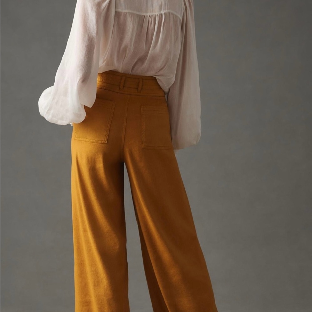 By Anthropologie belted wide-leg pants in gold
